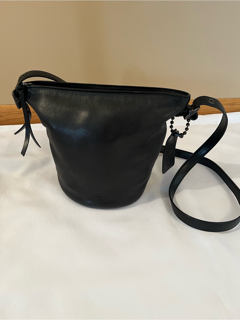 Coach Bleecker Mini Duffle Bucket Crossbody Black Leather Vintage Luxury Purse